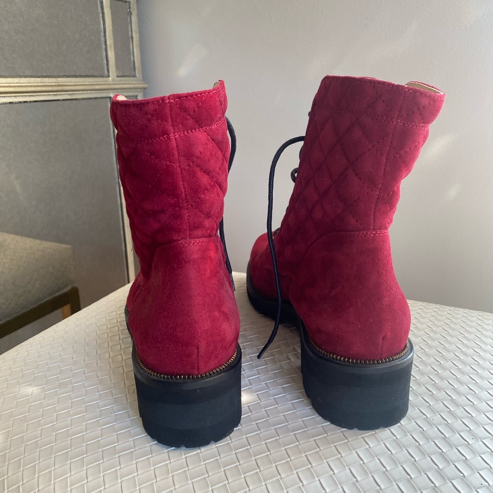 SOLD! RON WHITE Tiffany Ankle Boot in Red Suede - Size 38-1/2 / 8-1/2 - Picture 7 of 14